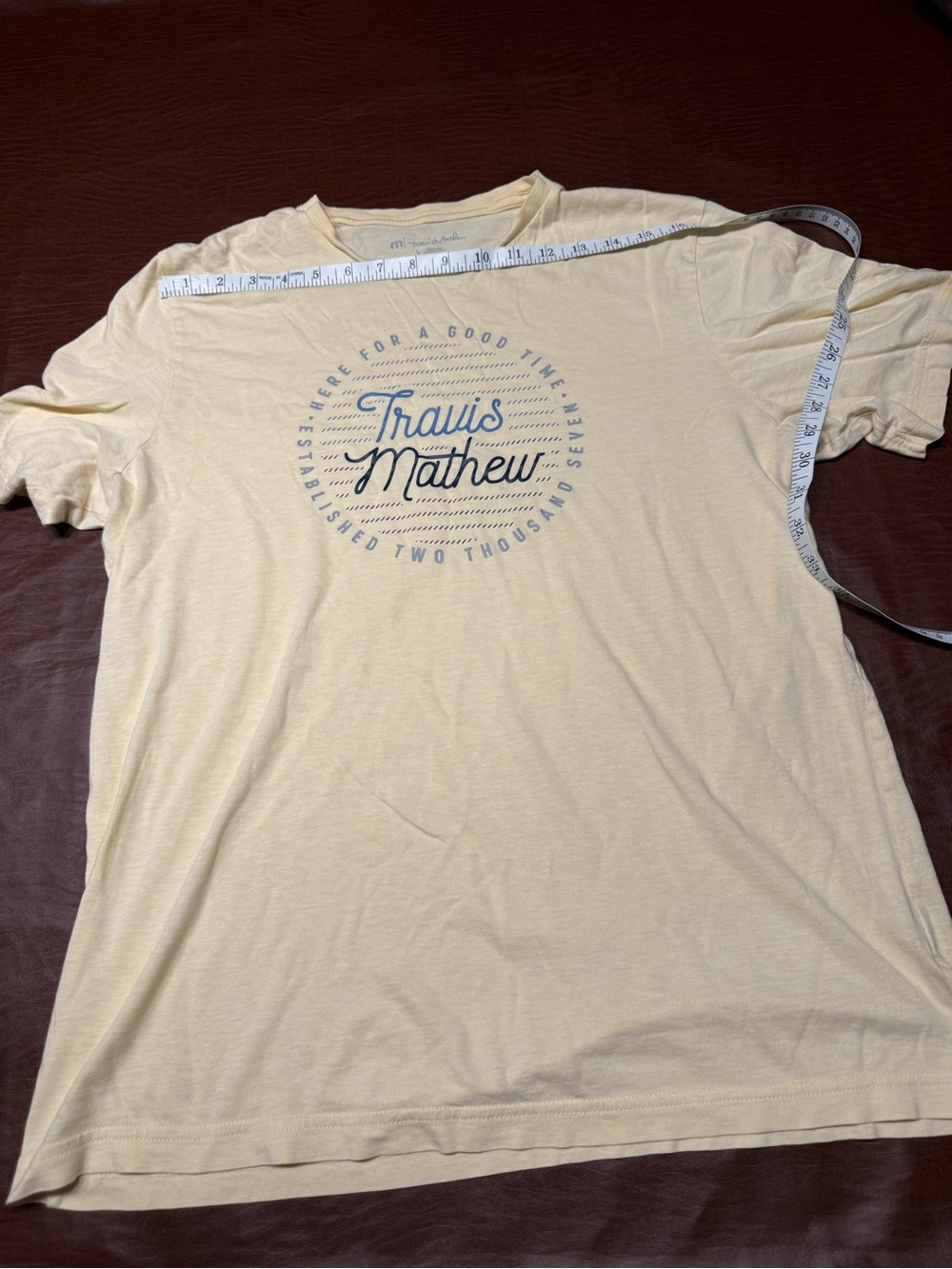 Travis Mathew Pale Yellow Logo Crew Neck Tee